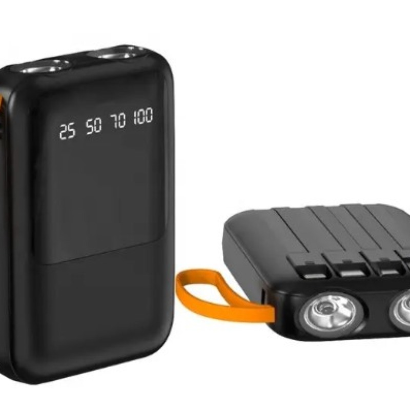Mini Power Bank pour téléphone 10000 mAh, banque d'alimentation portable à charge rapide avec lampe de poche et 4 câbles