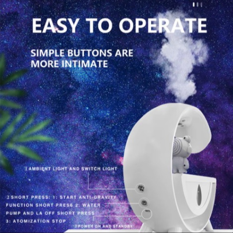 Humidificateur anti-gravité à reflux de gouttelettes d'eau pour la maison, petite veilleuse domestique, machine d'aromathérapie à brouillard silencieux, chambre et bureau