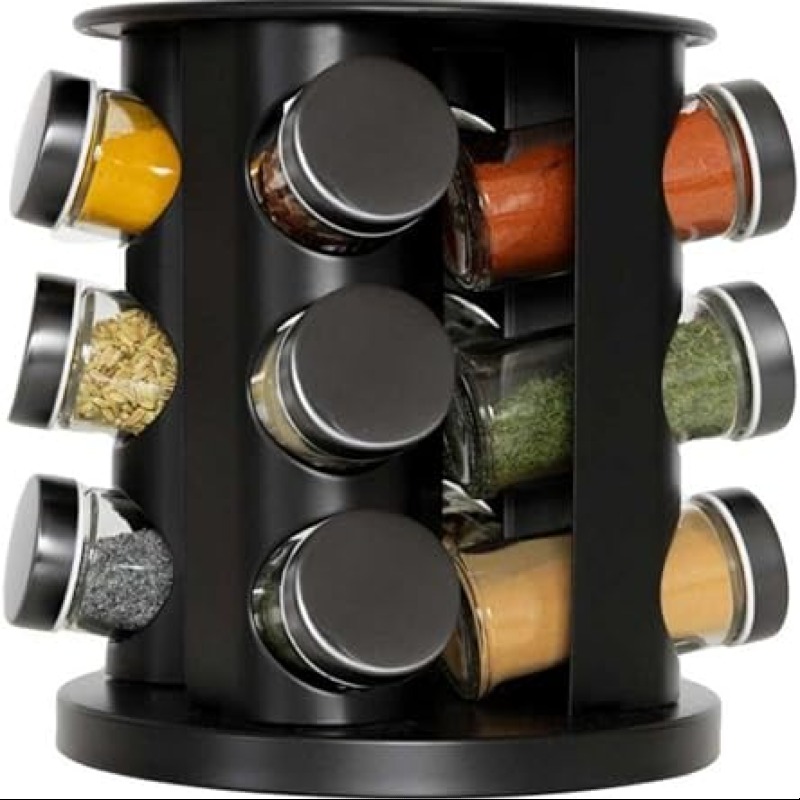 Carrousel rotatif en acier inoxydable pour 12 pots à épices pour cuisine
