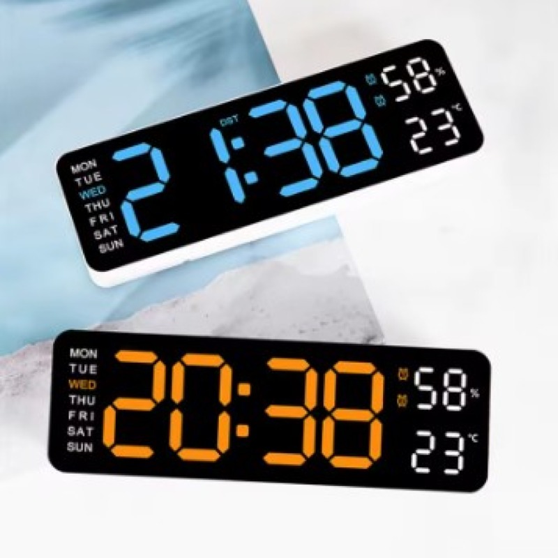 Horloge murale numérique à LED, petit écran, réveil à piles, température, date et semaine, bureau et horloge murale