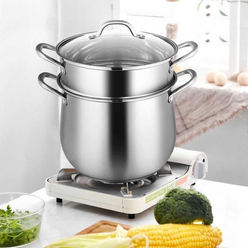 Ensemble de casseroles doubles pour les cuisson a vapeur en aluminium durables de 18 à 24 pouces en stock
