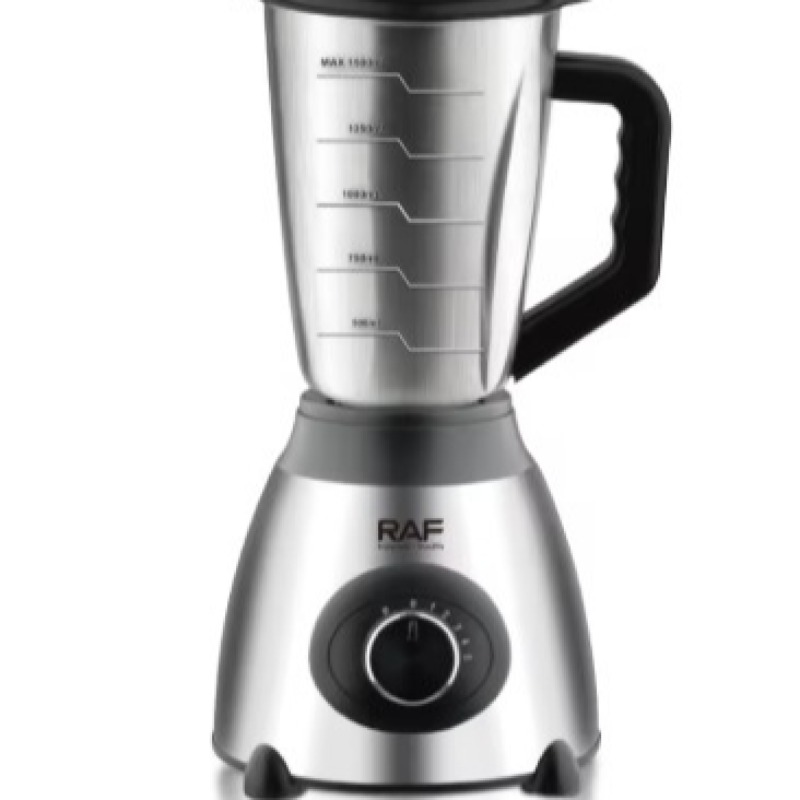 Tasse en Verre et Acier Inoxydable pour Mélangeur Électrique RAF 350W 1.5l, Multi-Matériaux, Faible Bruit, 6 Lames, Fruits et Légumes, 3 en 1