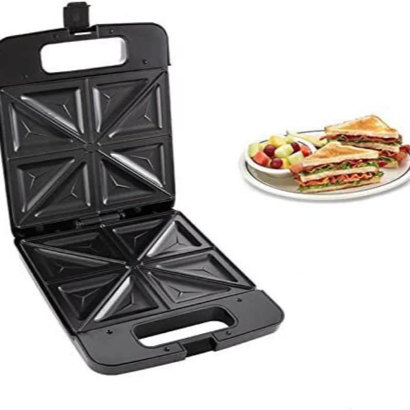 Mini gaufrier pour petit-déjeuner, grille-pain 3 en 1, antiadhésif, double face, machine à sandwich avec poignée froide au toucher 1400W