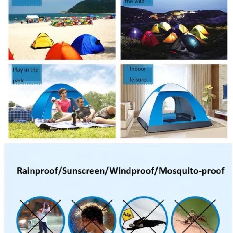Tente  4 places de camping extérieure automatique et étanche pour la famille