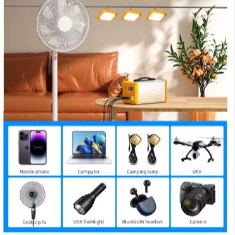 Batterie de stockage d'énergie, centrale électrique portable avec lumière LED, batterie solaire, banque d'alimentation mobile d'urgence, camping, pêche,  300W