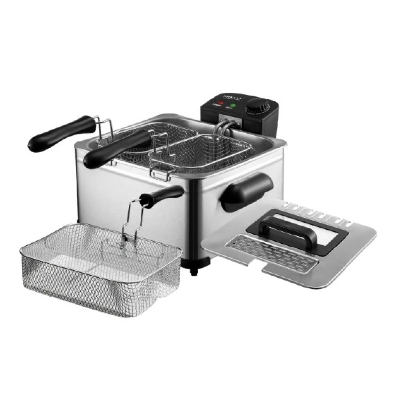 Friteuse électrique 5 litres 2  paniers à friture, température réglable, acier inoxydable, parfaite pour le poulet de cuisine, le poisson frit, les frites