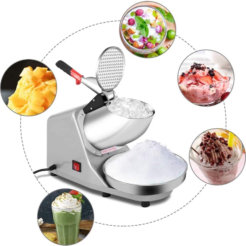 Machine à glace électrique avec bol en acier inoxydable, rasoir à glace à double lame pour cocktails, crème glacée, smoothies, jus froid