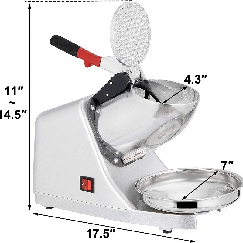  Machine à glace électrique avec bol en acier inoxydable, rasoir à glace à double lame pour cocktails, crème glacée, smoothies, jus froid