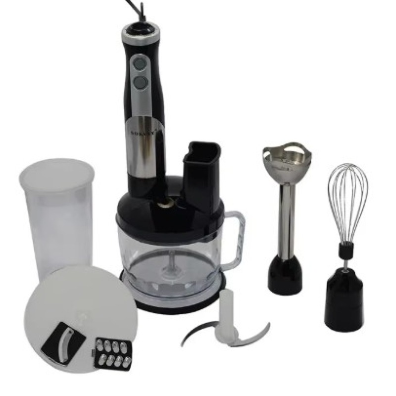 8-en-1 ensemble Mélangeur Électrique – Hachoir compact, mélangeur à immersion, fouet, mélange, hacher, trancher et déchiqueter, bol à découper 1,2 L sans BPA, 2 réglages de vitesse