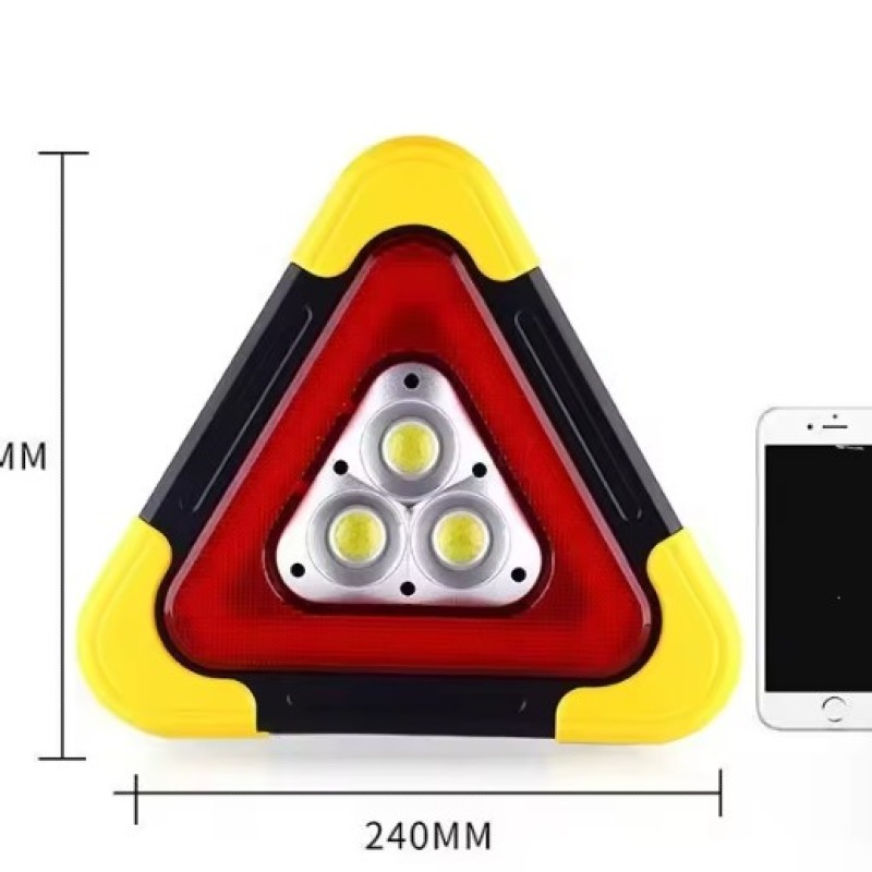Triangle d'avertissement de panne d'urgence de voiture Portable trois en un pour trépied de voiture avec éclairage LED et Port de chargement USB