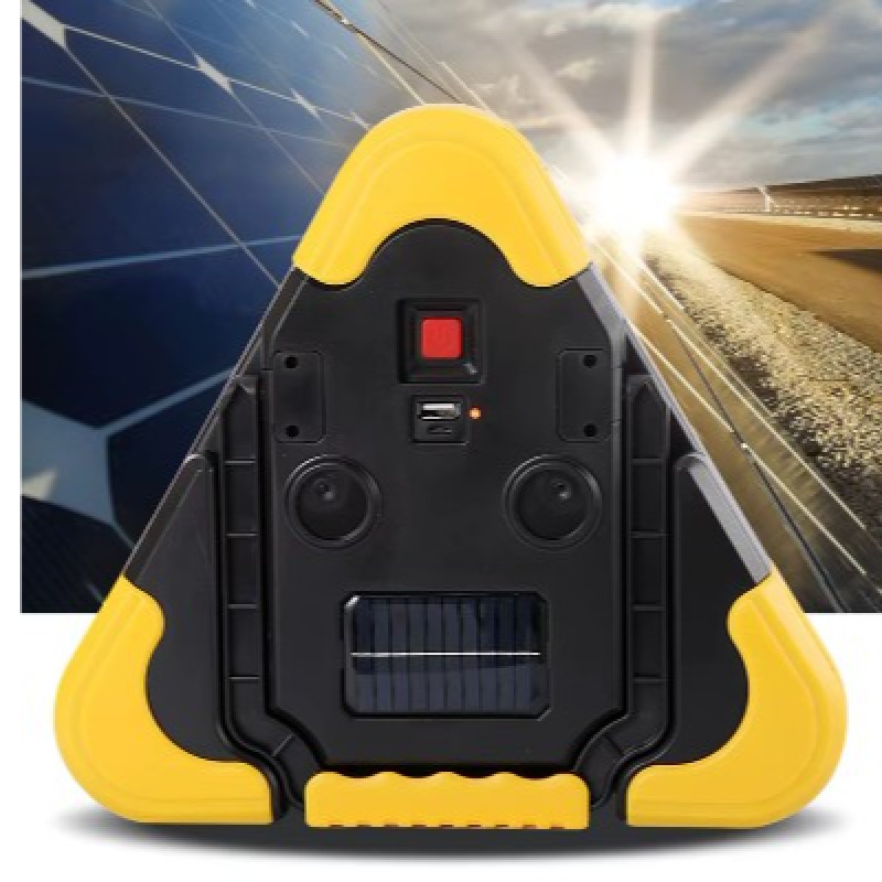Triangle d'avertissement de panne d'urgence de voiture Portable trois en un pour trépied de voiture avec éclairage LED et Port de chargement USB