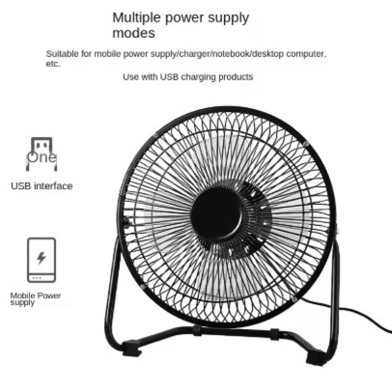 Mini ventilateur de bureau USB 4'' - Silencieux, puissant et en métal