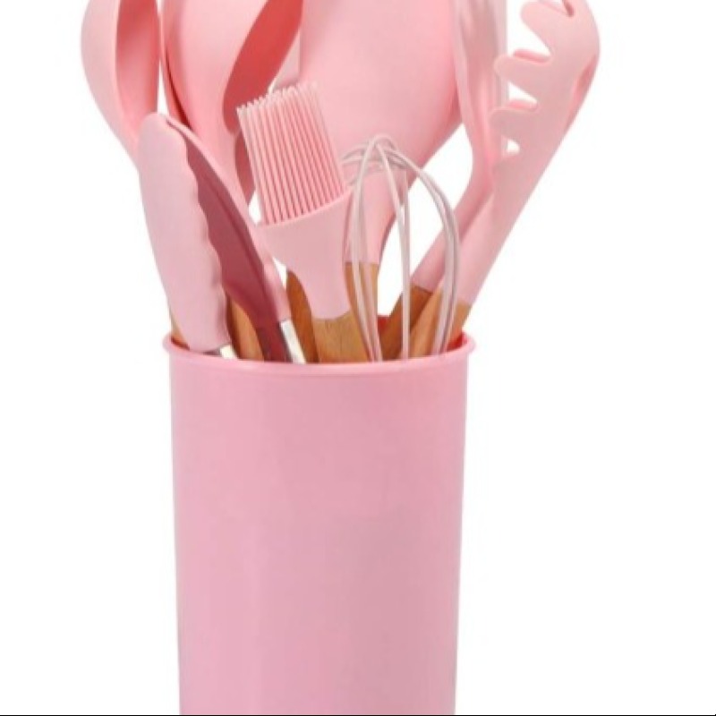 Lot de 12 Ustensiles de Cuisine en Silicone Résistant à la Chaleur avec Poignées sans BPA et Non Toxique Outils de Cuisine Antiadhésifs
