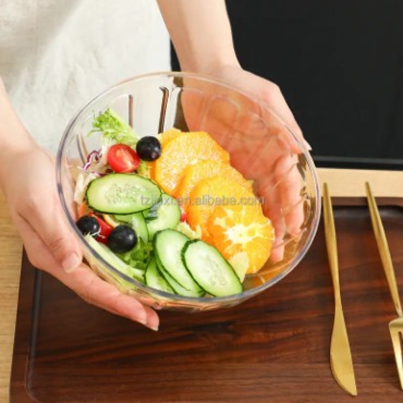 Ensemble de 4 bols de mélange transparents bols en plastique cristal pour salade