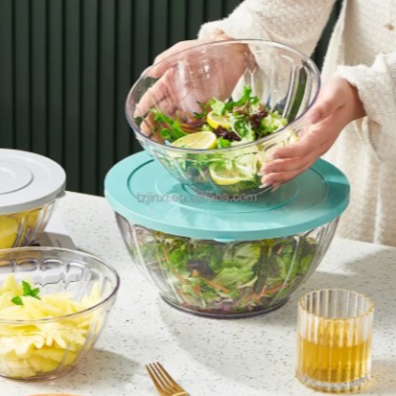 Ensemble de 4 bols de mélange transparents bols en plastique cristal pour salade