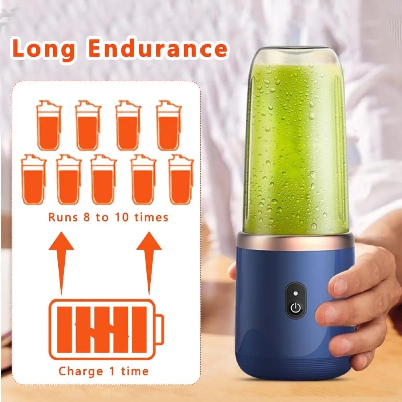 Mixeur à Smoothie aux Fruits Portable, Chargement USB, avec 6 Lames et Tasse à Jus, pour Voyage, Gym, Bureau, Smoothie  