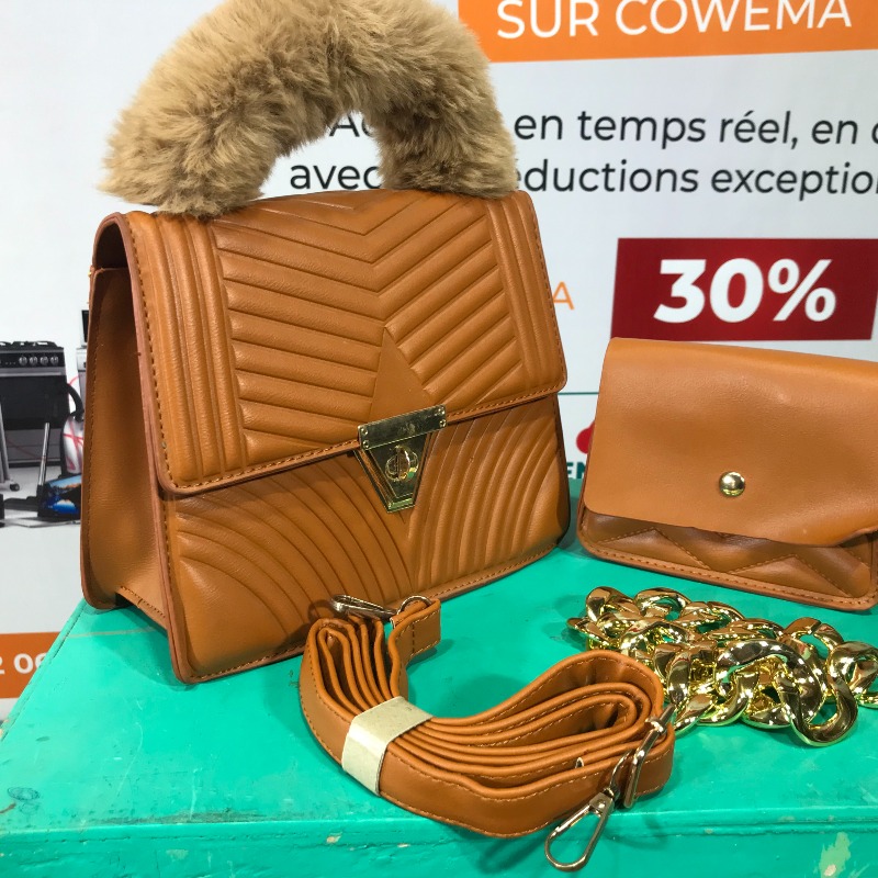 Sac main KIPIALA, manche en fourrure, avec portefeuille et double fil, très tendance
