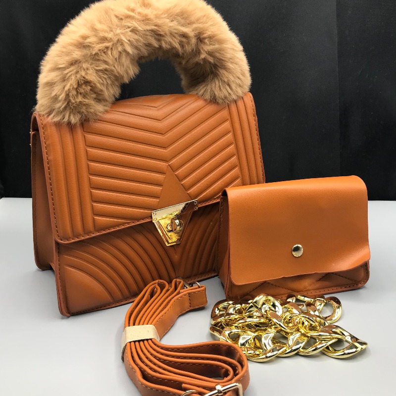 Sac main KIPIALA, manche en fourrure, avec portefeuille et double fil, très tendance