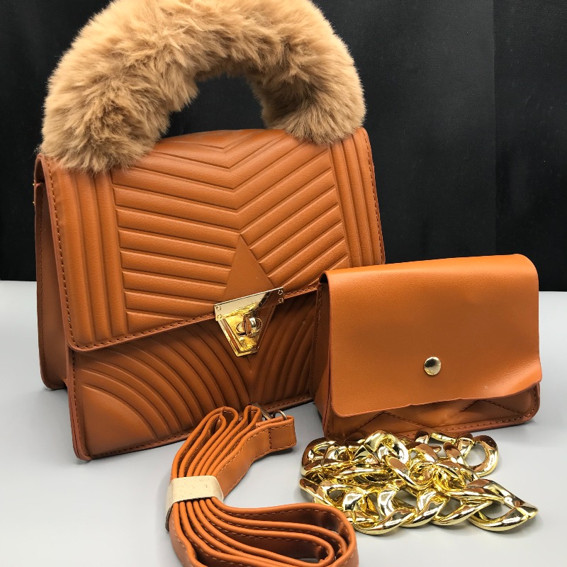 Sac main KIPIALA, manche en fourrure, avec portefeuille et double fil, très tendance