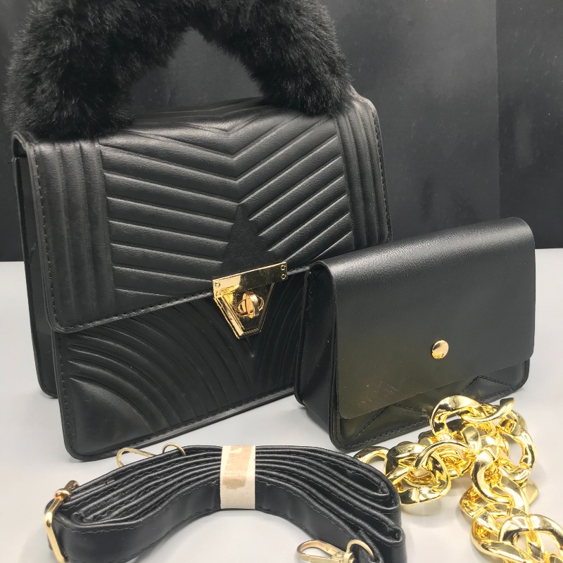 Sac main KIPIALA, manche en fourrure, avec portefeuille et double fil, très tendance