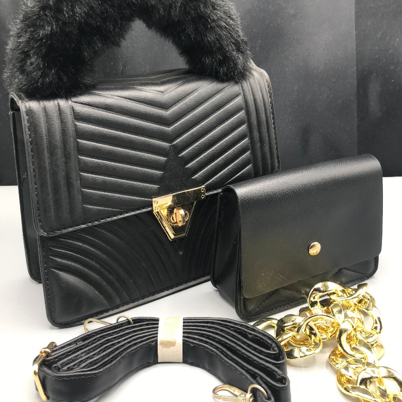 Sac main KIPIALA, manche en fourrure, avec portefeuille et double fil, très tendance