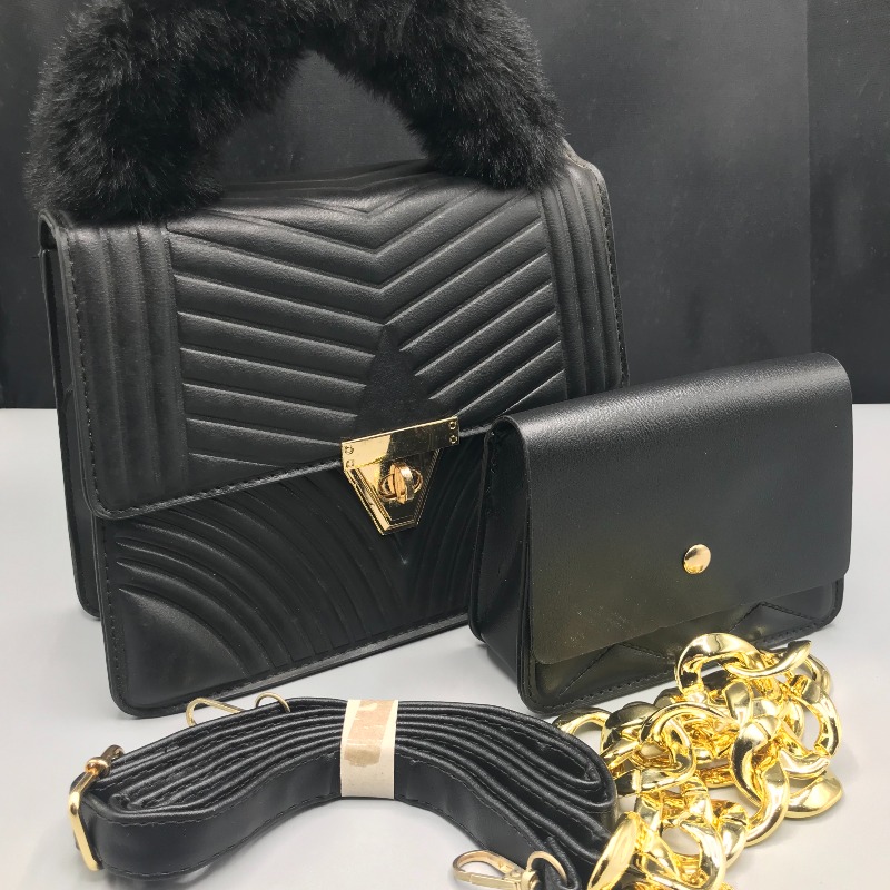 Sac main KIPIALA, manche en fourrure, avec portefeuille et double fil, très tendance