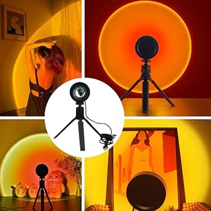 Projecteur USB de coucher de soleil arc-en-ciel à LED, veilleuse, lampe de bureau, pour chambre, bar, café, décoration murale