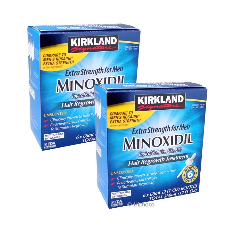 6 bouteilles  de croissance capillaire Kirkland avec 5 % de minoxidil, favorise la croissance des cheveux, pour hommes, 6 mois d'approvisionnement