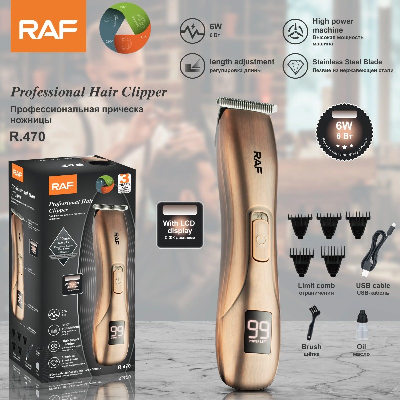 Tondeuse à cheveux rechargeable avec écran d'affichage LCD 