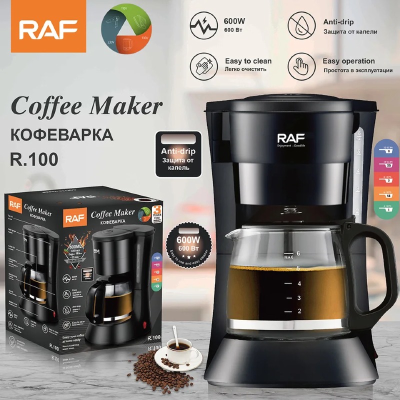 Machine à café RAF 1,2 L Cafetière expresso Cafetière goutte à goutte automatique avec fonction de maintien au chaud
