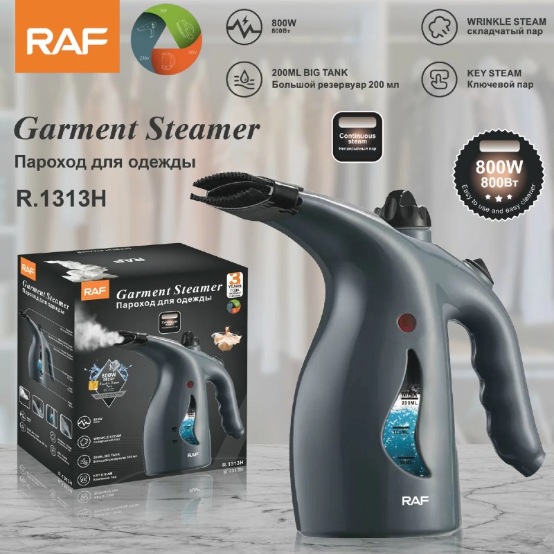 Défroisseur à vapeur RAF 800 W | Grand réservoir 200 ml | Vapeur anti-froissage | Vapeur continue