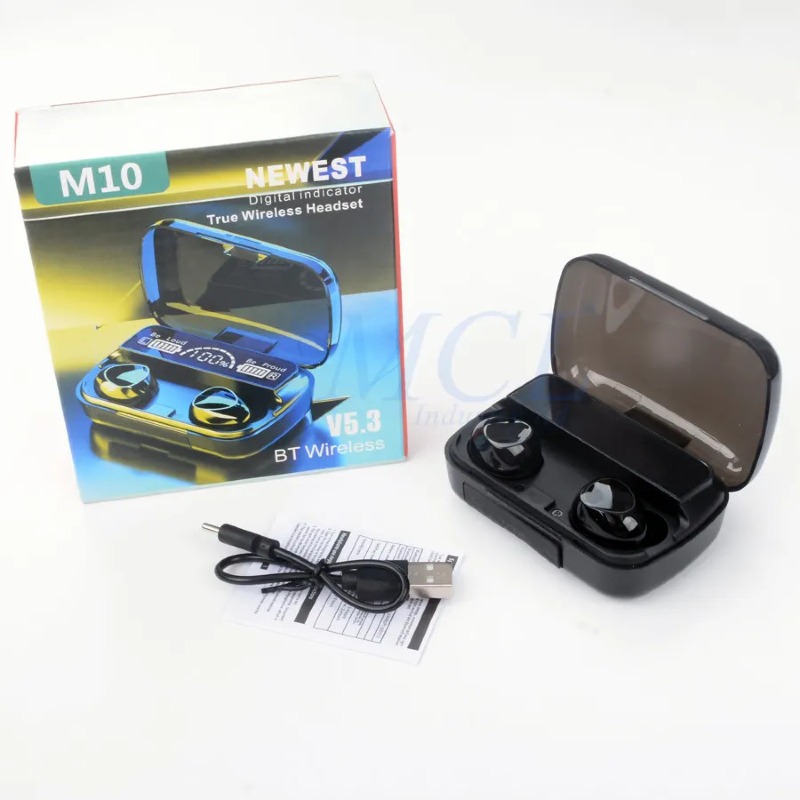 Écouteurs Sans Fil M10 – Bluetooth 5.1 avec Affichage LED & Boîtier Haute Capacité