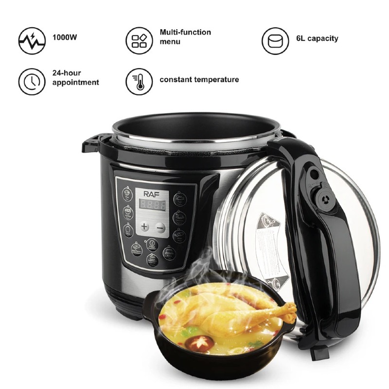 Envie de cuisiner plus vite, plus sainement et sans effort ?  Autocuiseur Électrique Multifonction – 6L, 1000W, Affichage LED