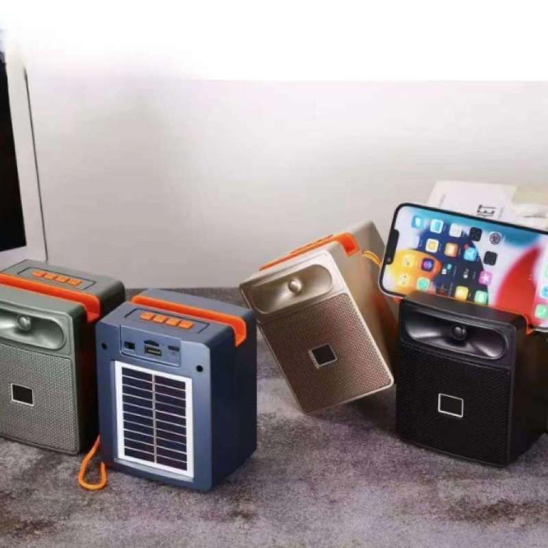 Haut-parleurs sans fil avec panneau solaire, Bluetooth, USB, Carte SD 