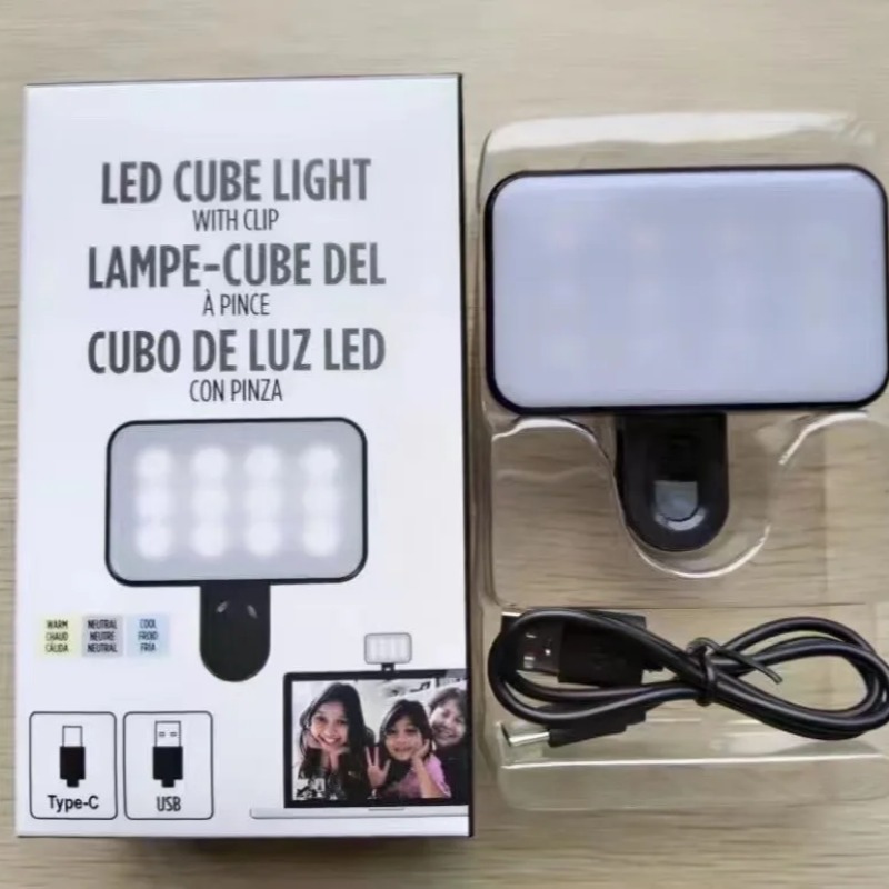 Mini lumière de remplissage pour vidéoconférence Selfie, Portable, 3 Modes, Rechargeable, luminosité réglable, pour téléphone Portable, ordinateur