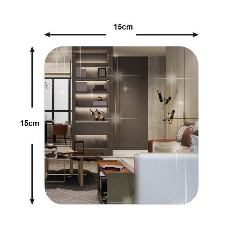  miroir carré 3D pour salle de bain, auto-adhésif, en acrylique, pour la décoration de la maison