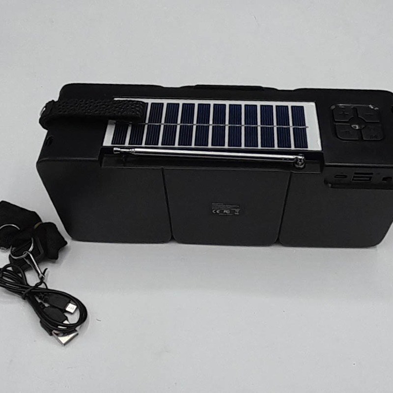 Enceinte Bluetooth sans fil, caisson de basses stéréo, avec panneaux solaires et lampe de poche, radio/TF/USB