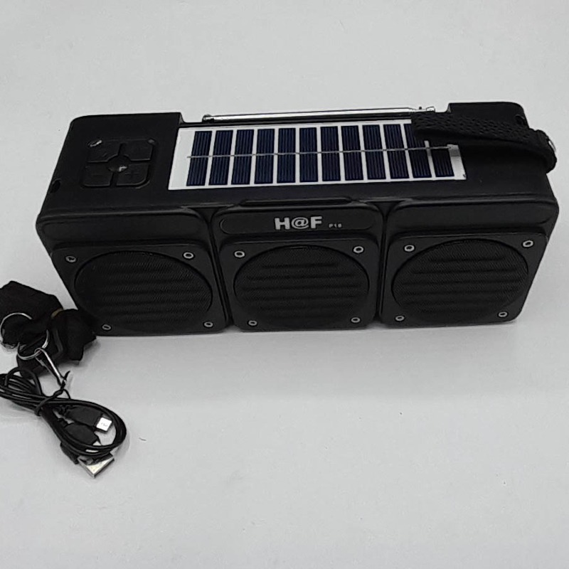 Enceinte Bluetooth sans fil, caisson de basses stéréo, avec panneaux solaires et lampe de poche, radio/TF/USB