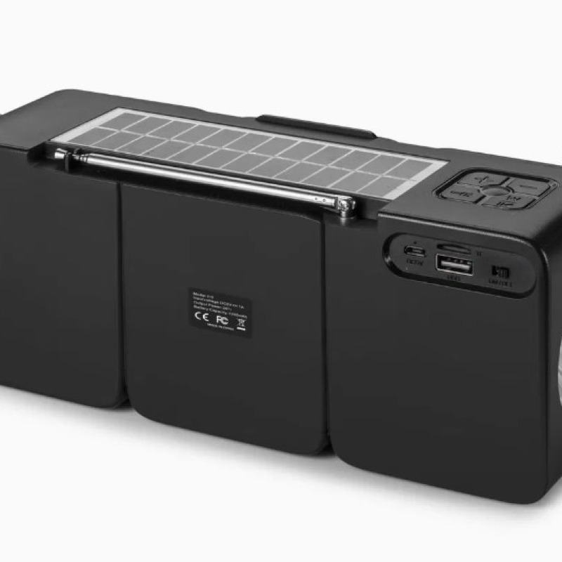 Enceinte Bluetooth sans fil, caisson de basses stéréo, avec panneaux solaires et lampe de poche, radio/TF/USB