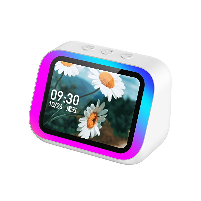 SMART SPEAKER avec ÉCRAN TACTILE MULTIFONCTION assistant vocal IA, contrôle par application, alarme intelligente, éclairage RVB, appels mains libres, enceinte Bluetooth portable pour bureau, maison