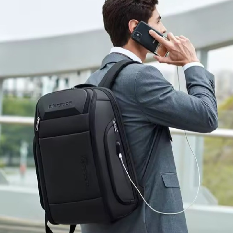 Wiersoon sac à dos d'affaires, sac à dos étanche grande capacité multifonctionnel avec mot de passe antivol pochette d'ordinateur