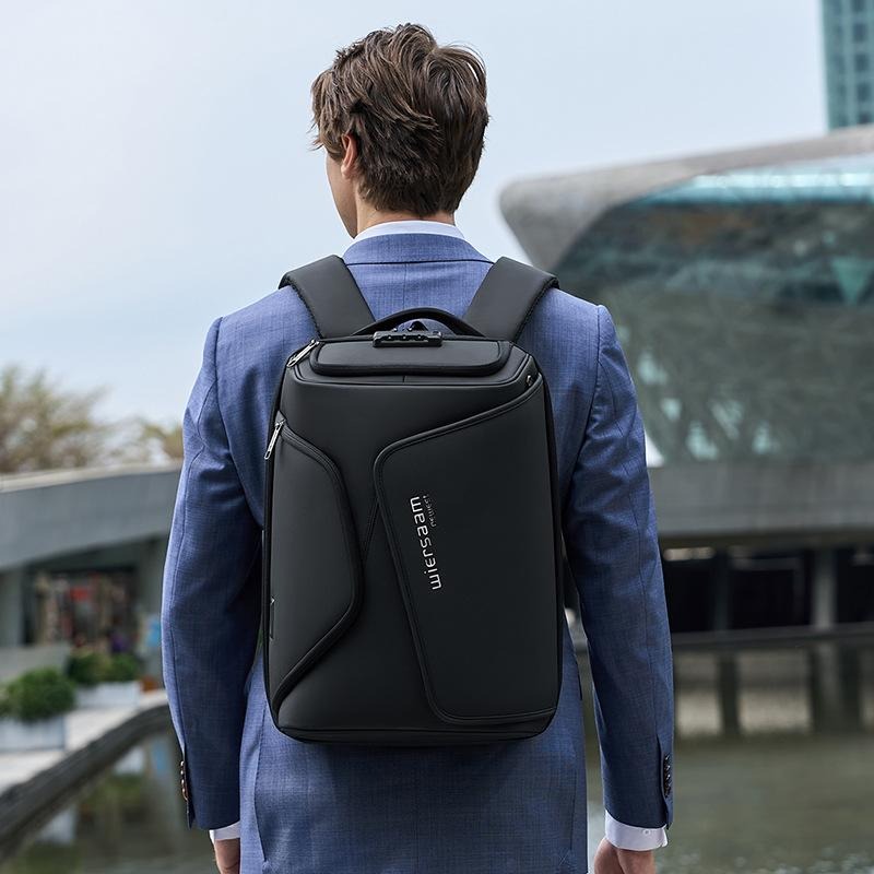 Sac à dos antivol Wiersaam, résistant à l'eau, pour ordinateur portable, avec port de chargement USB