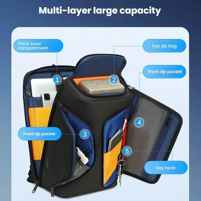 Sac à dos antivol Wiersaam, résistant à l'eau, pour ordinateur portable, avec port de chargement USB