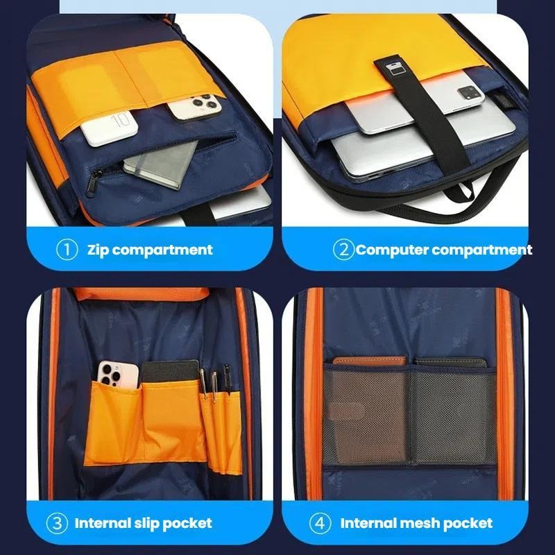 Sac à dos antivol Wiersaam, résistant à l'eau, pour ordinateur portable, avec port de chargement USB