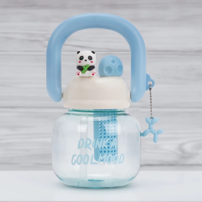 Bouteille d'eau portable à double goulot avec paille, jolie grande tasse, pratique pour les étudiants, en plastique, grande capacité