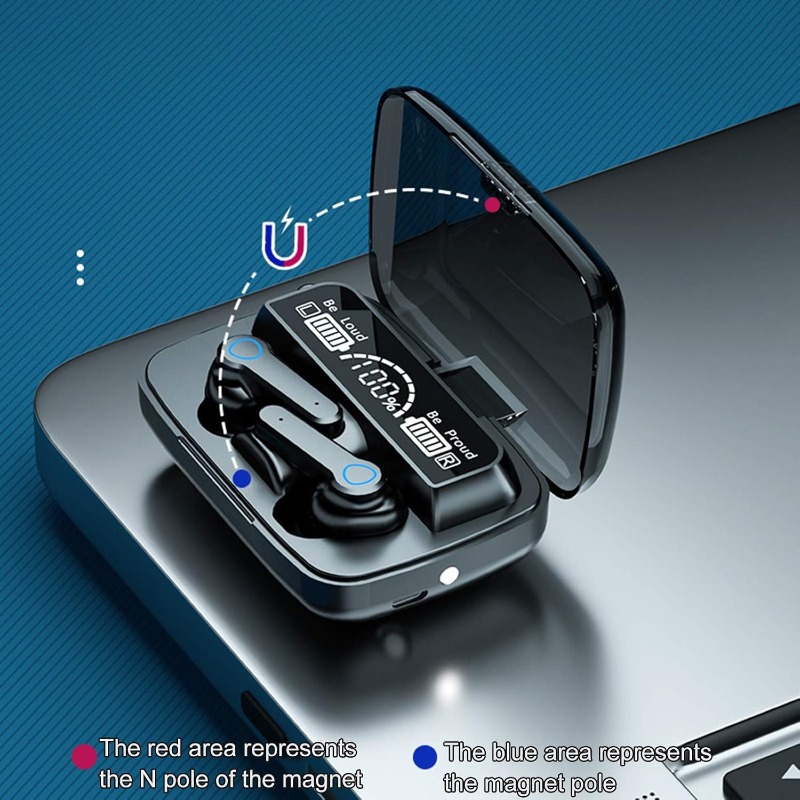Écouteurs sans fil Bluetooth 5.1 stéréo rechargeable sans fil pour téléphone avec micro intégré