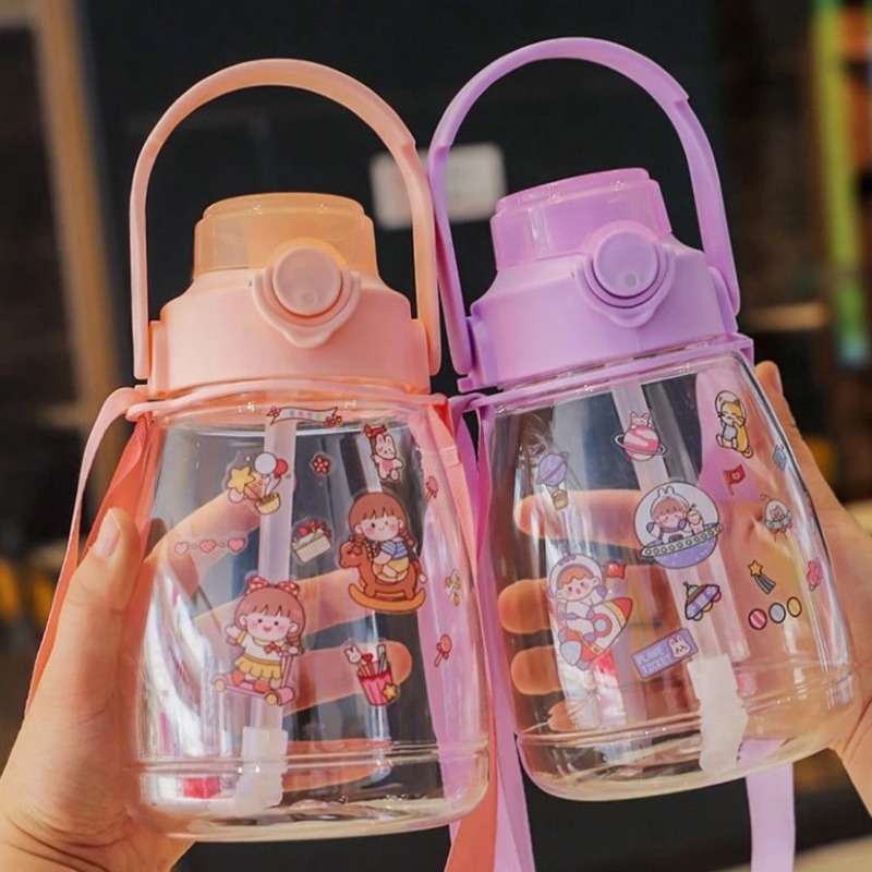 Tasse à boire pour enfants avec pailles, bouteille d'eau portable grande capacité