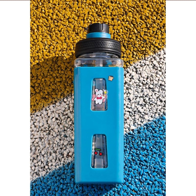 grandes bouteilles d'eau avec autocollants, esthétique, étanche, carrée