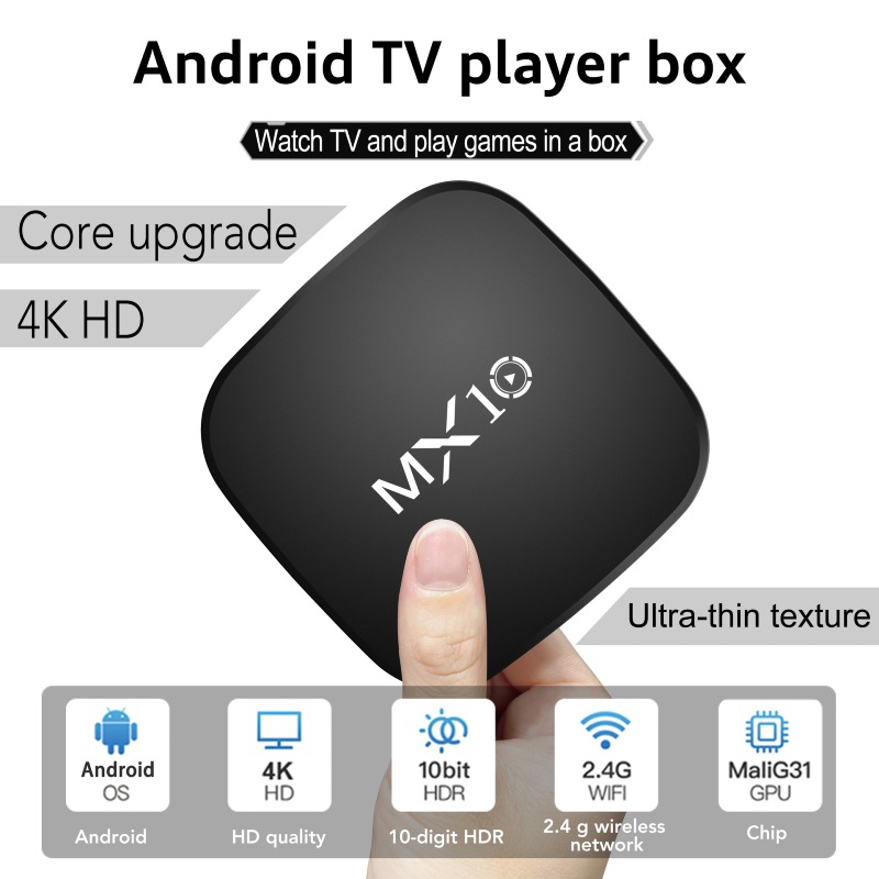 Boîtier Smart TV MX10 Android TV avec Télécommande vocale | Compatible Netflix, Youtube, Prime Video | Android 11, WiFi Double Bande, Bluetooth