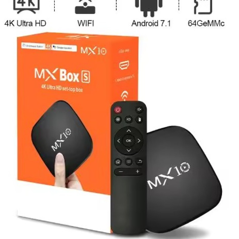 Boîtier Smart TV MX10 Android TV avec Télécommande vocale | Compatible Netflix, Youtube, Prime Video | Android 11, WiFi Double Bande, Bluetooth